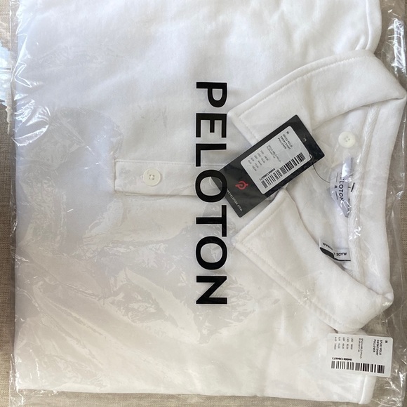 Peloton Women’s Polo Sweatshirt Pullover White w/ Graphic Back - Picture 6 of 16